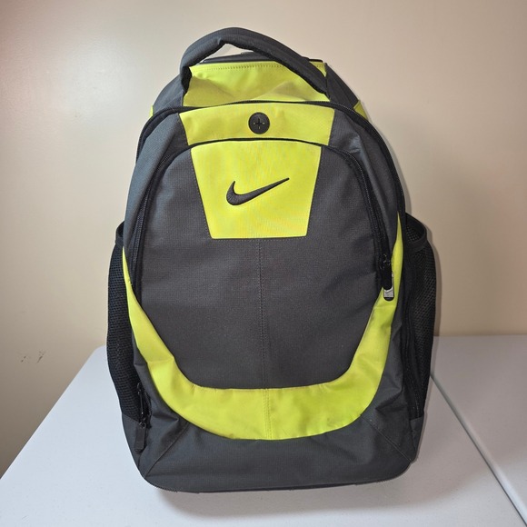 Nike Other - Y2K Nike Rolling Backpack Black Neon Yellow Swoosh Wheeled School Travel Bag